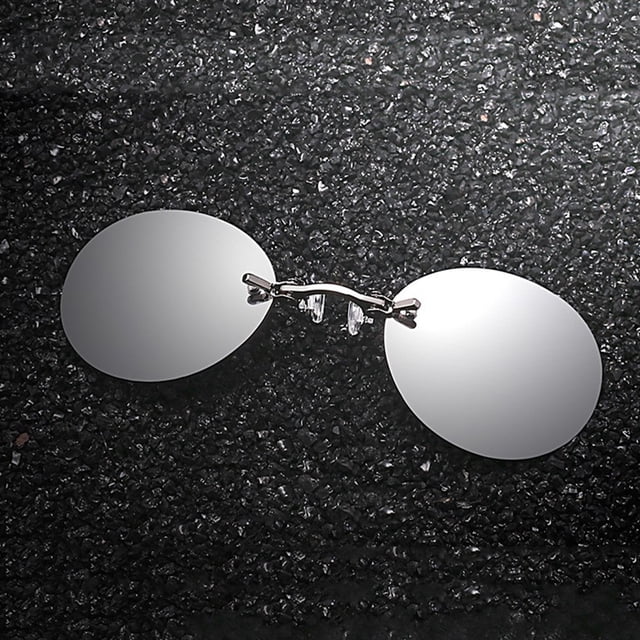 Lunettes de Soleil Rétro 2024 Rondes Sans Monture Mode à Clip pour le Nez pour Hommes Lunettes de Cyclisme
