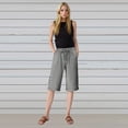 thumbnail image 4 of Womens Half Shorts Pants Summer Elastic Waist Buttons Casual Linen Pockets Pants, 4 of 8