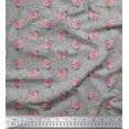 thumbnail image 1 of Soimoi Gray Poly Georgette Fabric Peach Rose Watercolor Decor Fabric Printed BTY 52 Inch Wide, 1 of 3