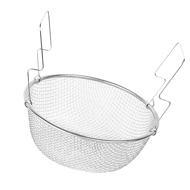 yuksok Panier Rond en Maille d'Acier Inoxydable pour Friture Croustilles de Pommes de Terre avec Poignée 23 cm Rond 23 cm