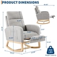 thumbnail image 3 of Yiwa High Back Nursery Glider Rocker Swivel Chair with Adjustable Footrest Soft Padding Solid Wood Legs and Two Side Pockets for Bedroom and Living Room, 3 of 7