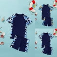 thumbnail image 4 of B91xZ Boys Rash Guard Swimsuits Set 2 Piece Short Sleeve Swim Shirts Quick Dry Bathing Suits with Trunks,Blue 5-6 Years, 4 of 5
