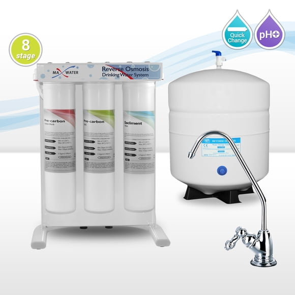 Max Water Système d'Osmose Inverse Alcaline/minérale/infrarouge à 8 Étapes - Préfiltres à Changement Rapide