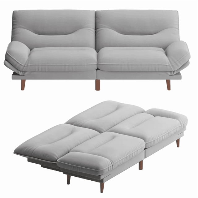 Homall Canapé-Lit Futon avec Dossier Réglable et Accoudoirs Réglables à Cinq Angles, Offert en Deux configurations : mode Canapé Vertical et mode Lit Entièrement Plat. Doté d'Un Revêtement Gris Doux et de Pattes en Bois, Idéal pour les Petits Espaces comme les Salons, les Bureaux Ou les Chambres d'Amis. Sa Conception Compacte et Sa Fonctionnalité Gain de Place le Rendent Adapté aux Zones Étroites.