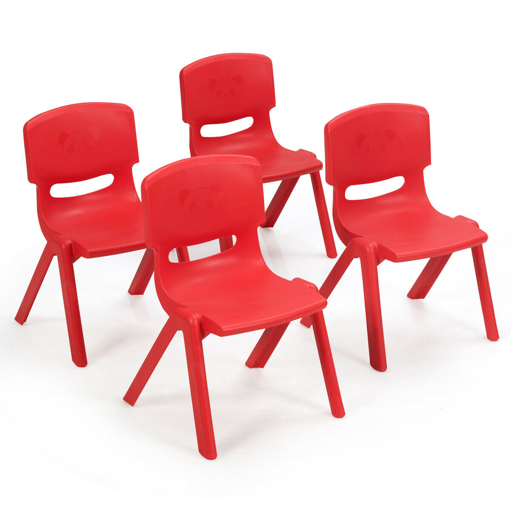 Gymax Lot de 4 Chaises Empilables en Plastique pour Enfants Intérieur/extérieur Jardin d'Enfants Rouge