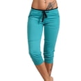 thumbnail image 2 of AherBiu Capri Pants for Women Stretch Low Rise Drawstring Yoga Sweatpants Comfy Summer Joggers Cropped Pants, 2 of 5