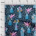 thumbnail image 2 of oneOone Polyester Spandex Blue Fabric Floral Vase With Geometrical Sewing Craft Projects Fabric Prints By Yard 56 Inch Wide, 2 of 4