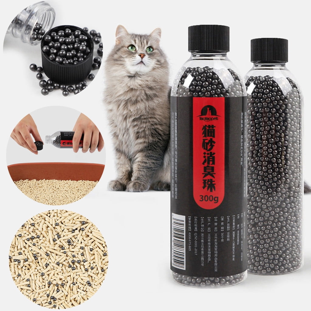 Pet Glasses Activated Cat Stink Litter Beads for Control—Absorbs Quickly Pet Bed Mat, Black