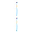 thumbnail image 2 of Baohd Macaron Color Toothbrush Vibrant And Stylish Three Head Toothbrush For Cleaning Plastic A22 Sky Blue Child 2Set, 2 of 6