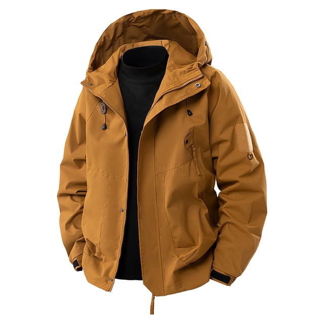 LNWUY Manteau Imperméable de Randonnée pour Homme avec Fermeture Éclair, Poche, Coupe-Vent, Camping, Vélo, Course, Randonnée, Manteaux Brun G