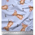 thumbnail image 1 of Soimoi Blue Moss Georgette Fabric Footprints & Mouse Kids Print Fabric by Yard 44 Inch Wide, 1 of 5