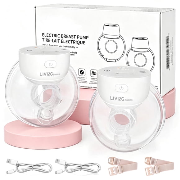 Hands-Free Wearable Breast Pump (2 Count), Electric Breast Pump with 24mm Flange Inserts, 2 Modes & 9 Suction Levels, Smart Display, Low Noise