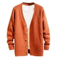 thumbnail image 1 of Grrvtrz Men's Casual Long Sleeve Deep V Neck Button Down Sweater Comfy Solid Color Sweater Coat Rib Knit Cardigan Sweaters, 1 of 4