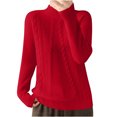 thumbnail image 1 of cfhntfmh Sweaters for Women Mock Neck Long Sleeve Solid Sweater Tops Fall Fashion 2024 Cable Knit Pullover Sweaters, 1 of 3