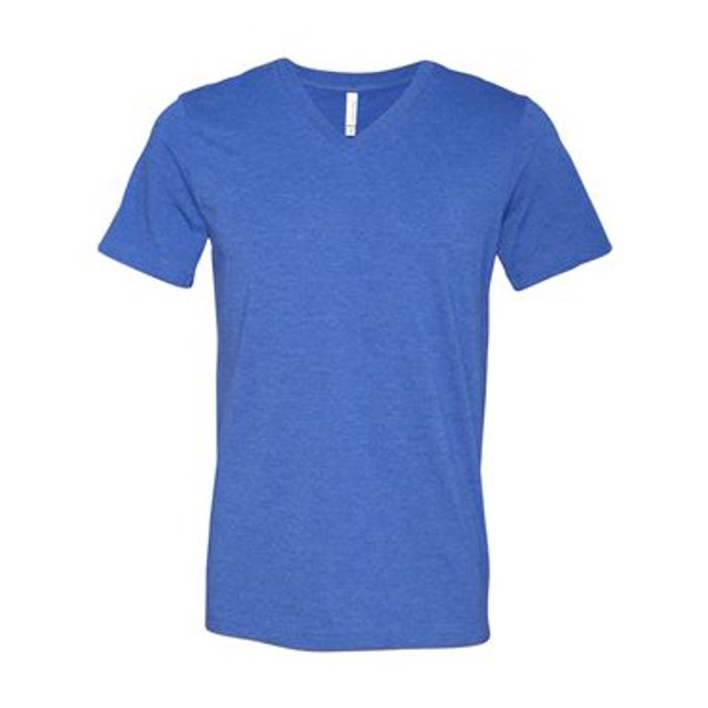 Bella Canvas Mens Jersey V-Neck Tee, XL, Heather True Royal