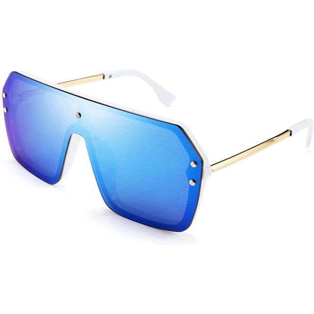 FEISEDY Lunettes de Soleil une Pièce Siamoises Classiques Belles Sans Monture Design Rétro Élégant pour Femmes Hommes B2574