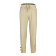 thumbnail image 3 of FAIWAD Men's Linen Capri Pants Elastic Waist Lightweight Straight Pants Loose Drawstring Casual Trousers, 3 of 5
