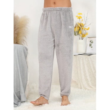 Men Letter Embroidery Flannel Sleep Pants