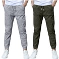 thumbnail image 3 of Hurxie Deals 2Pc Boys Cargo Pants Cotton Linen Drawstring Sweatpants Dark Gray,11 Year, 3 of 8