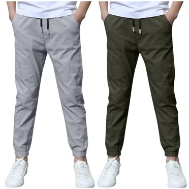 biudgviw Toddler Boys' Joggers 2 Pc Lightweight Drawstring Tapered Cotton Linen Pants Workout Lounge Trousers with Pockets