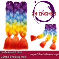 thumbnail image 2 of Ombre Jumbo Braiding Hair Extensions High Temperature Synthetic Twist Hair Multiple Colored Hair, 2 of 5