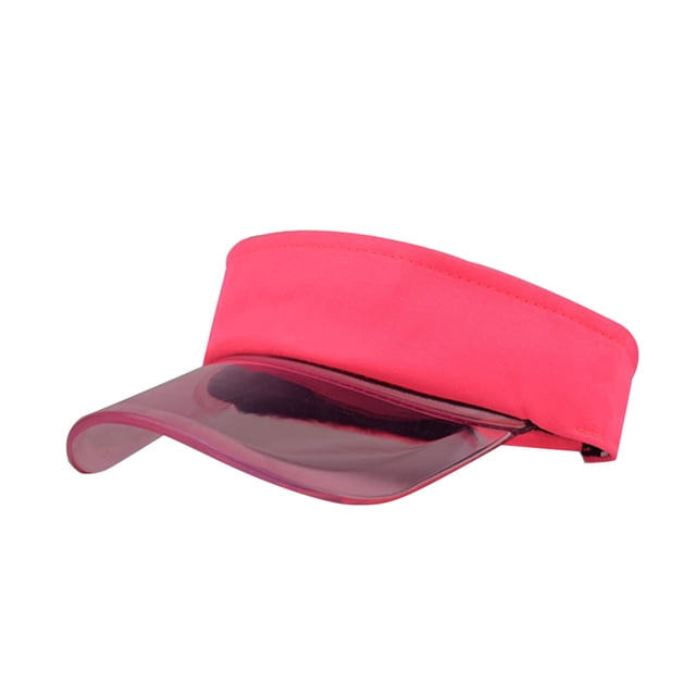 GDREDA Beach Hat Fashion Women Solid Color Sun Protection Topless Transparent Baseball Visor Cap,Hot Pink