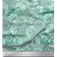 thumbnail image 1 of Soimoi Velvet Fabric Text,Leaves & Rose Flower Decor Fabric Printed Yard 58 Inch Wide, 1 of 1