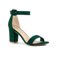 thumbnail image 1 of BLISSFUL STEP Women's Shoes Ankle Strap Block Heel Buckle Open Toe Sandals Green 7, 1 of 7