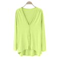 thumbnail image 1 of Breezora Ladies V Neck Modal Asymmetrical Long Sleeve Open Front Cardigan Sweater Light Green, 1 of 8
