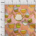 thumbnail image 2 of oneOone Cotton Poplin Peach2 Fabric Tea Party Kettle Craft Projects Decor Fabric Printed By The Yard 42 Inch Wide, 2 of 5