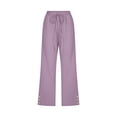 thumbnail image 4 of lcziwo Women's Plus Size Casual Drawstring Wide Leg Capris, Purple, 4 of 5