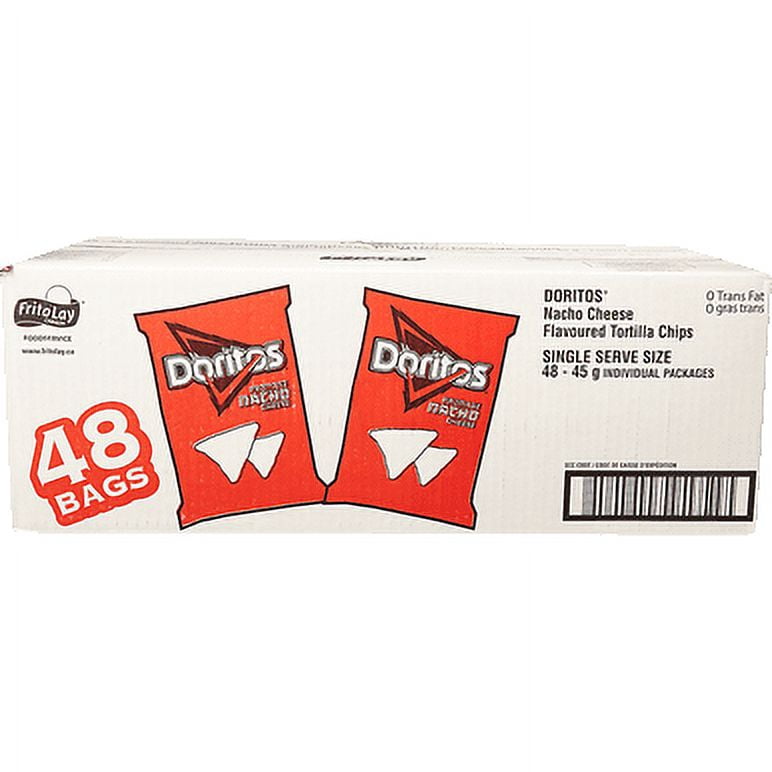 DORITOS Nacho Cheese Flavoured Tortilla Chips, 45g Bags (48/Case) – Individually Packaged Vending Snacks
