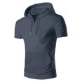 thumbnail image 4 of Birdeem Blouse à Capuche pour Hommes Chemise de Sport Unie avec Boutons Col Rond Manches Courtes, 4 of 12