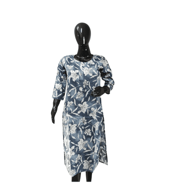 DWEEP SARA Blue Heavy Rayon Straight Floral Print Kurti, L