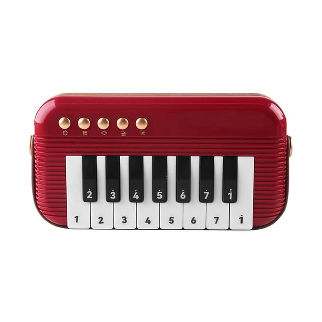 Children Mini Electronic Piano Keyboard Toy 15 Keys Portable Music Learning Instrument With Light Up Keys For Boys And Girls Age 3-6 Years Old Red Color Plastic Material Red