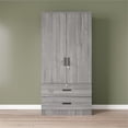thumbnail image 4 of Better Home Products Armoire Garde-Robe en Bois à 2 Portes avec 2 Tiroirs, Gris, 4 of 10