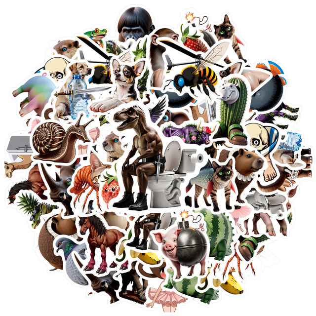 YEZDIX 35pcs Animal Cartoon Stickers for Laptops Notebooks Suitcases