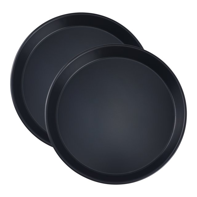 Plaque à Pâtisserie, Ensemble de 2 Plaques à Biscuits, Moule à Gâteau Rond Antiadhésif Résistant à la Déformation, Plaques Épaisses pour la Cuisson, Rôtissage Noir 10.2*10.2*1.3 Po