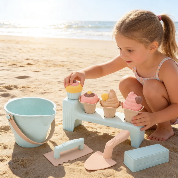 16PCS Kit De Plage Enfant – Seau, Pelles, Moules, Château, Pour Sable, Bac à Sable Intérieur Extérieur