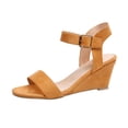 thumbnail image 2 of EGNMCR Sandales pour Femmes, Sandales à Talon Compensé à Bout Rond de Couleur Unie avec Boucle en Suède à Tige Basse pour Femmes, du Jour, 2 of 3