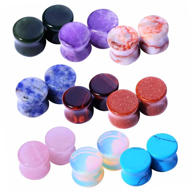 BodyJ4You 18PC Stone Ear Plugs 20mm Double Flare Saddle Stretching Gauges Expander