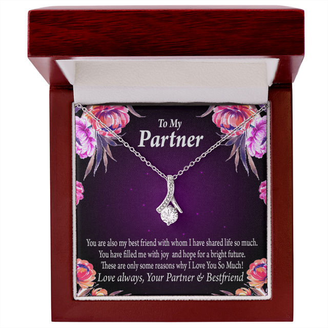 To My Partner Partner and Bestfriend Alluring Ribbon Necklace Message Card