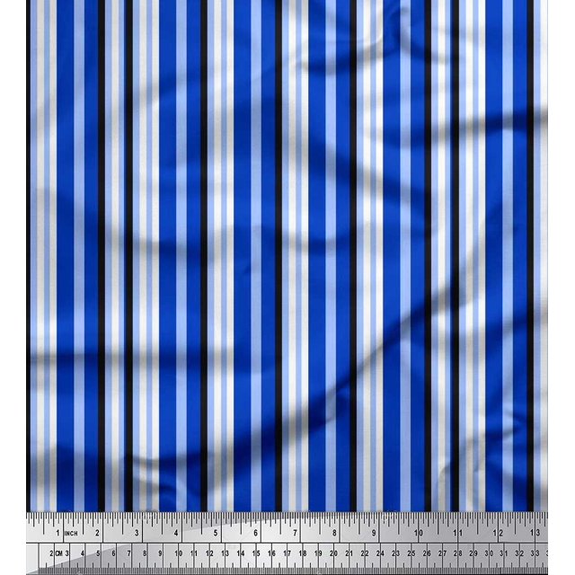 Soimoi Polyester Crepe Fabric Vertical Stripe Print Fabric by Yard 52 Inch Wide