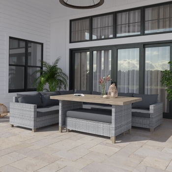 Ensemble à dîner modulaire extérieur en acier 4 pièces avec housses et coussins Brookbury Better Homes & Gardens, gris anthracite