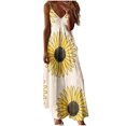 thumbnail image 2 of Lenago Robes d'Été Grande Taille pour Femmes Mode Taille Mi-Haute Col en V Sans Manches Rayures Imprimées Robe Longue de Plage Été en Solde, 2 of 5