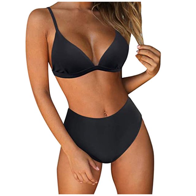 EGNMCR Bikini Set Fashion Women Solid And Printed Swimwear Bikini Split Swimsuit Set