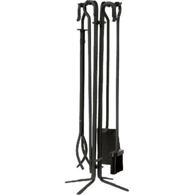 Dagan 5816 Wrought Iron Fireplace Tool Set, Black - 5 Piece
