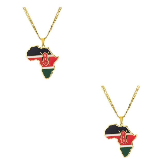 Maytalsory Collier Léger et Confortable avec Pendentif Africa Map Déclaration Kenya 2Set