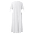 thumbnail image 5 of Kcodviy Robe Décontractée Plissée pour Femme Robe d'Été Unie en Dentelle Ajourée à Boutons Robe Midi Froncée Robe avec Poches Robe Courte à Nœud Robe Portefeuille pour Femme Manches d'Été Robe Midi à Col en V pour Femmes Robe d'Été, 5 of 5