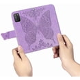 thumbnail image 2 of Étui à Rabat, Fleurs Embossées Papillon en Cuir PU, Étui à Rabat Magnétique avec Support, Porte-Cartes, Dragonne, Portefeuille, Porte-Monnaie pour iPhone 11 Pro Max (Violet Pâle), 2 of 5